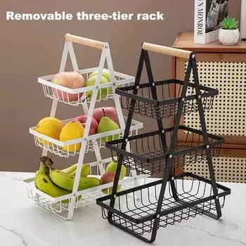 Кухонный органайзер, полка, 3 слоя, полые решетки, корзины, держатель для овощей и фруктов, для дома, гостиной, стеллажи для хранения сухофруктов и закусок