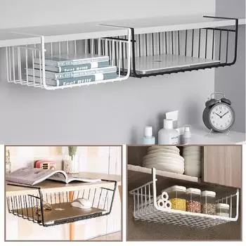 Кухонный органайзер, полка, кухонная подвесная сетчатая корзина, стеллаж для хранения под шкафом, полка для хранения, проволочная стойка под столом, стеллажи