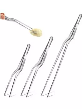 Кухонный пинцет, пинцет для барбекю, зажим для еды, кухонный щипец для бара, портативный из нержавеющей стали для пикника, барбекю, приготовления пищи S