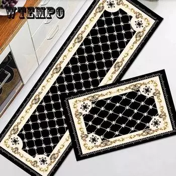Кухонный пол, состоящий из двух частей, длинная полоса, впитывающая масло, противоскользящая подушечка для ног, домашний коврик для входной двери, туалет, грязная вода для мытья, простой ветер Package 1 чёрный