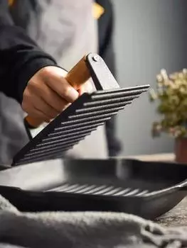 Кухонный пресс для стейков/бекона из литого железа с деревянной ручкой, тяжелый пресс для гриля для бургеров коммерческого класса