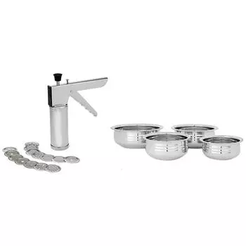 Кухонный пресс из нержавеющей стали/Приспособление для приготовления лапши/Мурукку и набор урли из нержавеющей стали (4 штуки, 800 мл, 1100 мл, 1400 мл и 1800 мл) Combo