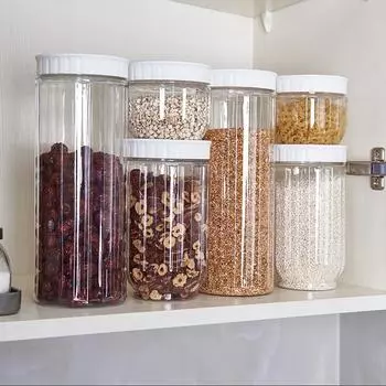 Кухонный ящик для хранения, банка, чашка, герметичная упаковка для консервации пищевых продуктов, пластиковые бутылки, свежее прозрачное зерно, фасоль, рис, герметичный контейнер для хранения