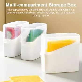 Кухонный ящик для хранения, чайный пакетик, мешок для приправ, органайзер, ящик, контейнер с откидной крышкой, прозрачная крышка, водонепроницаемый пылезащитный ящик для холодильника для домашнего кафе белый
