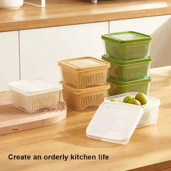 Кухонный ящик для хранения холодильника, коробка для хранения свежих овощей, фруктов, сливная корзина для овощей, многофункциональный пластиковый контейнер для пищевых продуктов