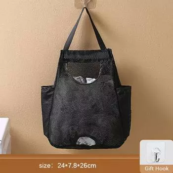 Кухонный ящик для хранения мешка для мусора для полиэтиленового пакета, настенная сумка с крючком Regular чёрный