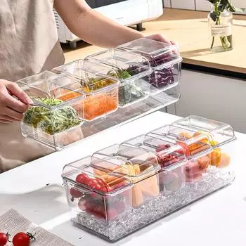 Кухонный ящик для хранения, прозрачный, односекционный, с одной крышкой, многофункциональный ящик для хранения фруктов One Size