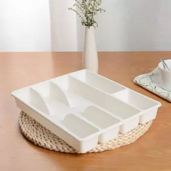 Кухонный ящик Органайзер для столовых приборов Держатель для серебра Разделитель для кухонной утвари Коробка Пластиковый лоток для хранения столовых приборов Принадлежности для дома и ресторана белый