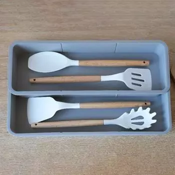 Кухонный ящик со съемными перегородками Максимизирует пространство для хранения Кухонный ящик для посуды и посуды чёрный