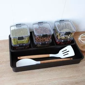 Кухонный ящик со съемными перегородками Максимизирует пространство для хранения Кухонный ящик Посуда и посуда чёрный