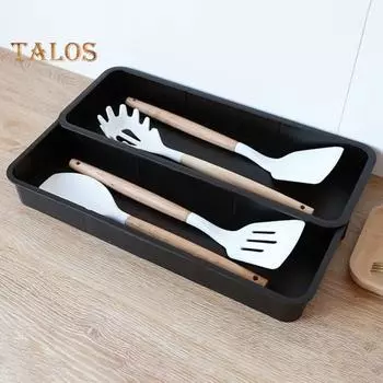 Кухонный ящик со съемными перегородками Максимизирует пространство для хранения Кухонный ящик для посуды и посуды чёрный