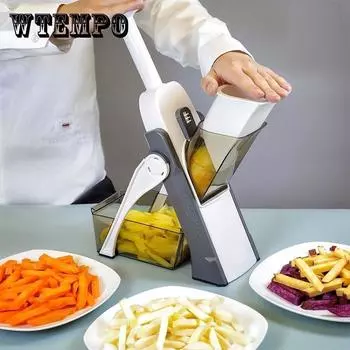 Кухонный резак Многофункциональный измельчитель овощей и фруктов из нержавеющей стали Терка-ломтерезка оранжевый