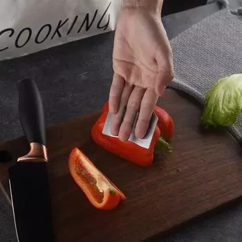 Кухонный щиток для пальцев из нержавеющей стали, толстый, гладкий, без деформации, с кольцом на палец, противоскользящий, нарезка продуктов, нарезка кубиками, измельчение овощей 3pcs