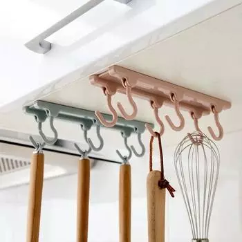 Кухонный шкаф 6 крючков стеллаж для хранения полка домашний органайзер кухонный крючок верхний крючок для шкафа зелёный