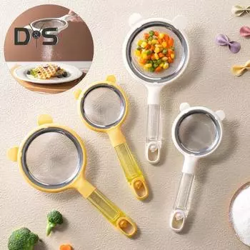 Кухонный сито с тонкой сеткой с пластиковой ручкой, сито для муки для выпечки, инструмент для детского питания, дуршлаг, ложка, многофункциональное сито для кофе, чая, сока, пасты L белый