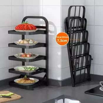 Кухонный складной органайзер для хранения продуктов, 4-х уровневая подвесная тарелка для приготовления фруктов и овощей, многофункциональная полка для гарнира 4-tier Desktop white
