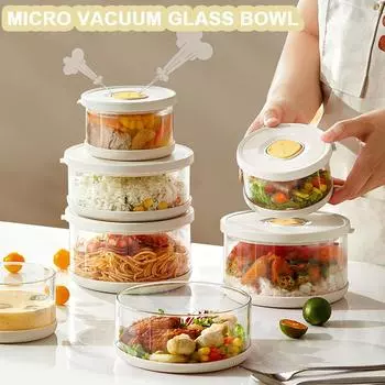 Кухонный стеклянный ланч-бокс Bento Box Суперлегкий Высокопрочный боросиликатный контейнер для свежести Портативные контейнеры для еды Микровакуумный контейнер для фруктов и овощей