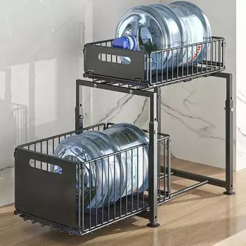 Кухонный стеллаж для хранения Yousheng, прочный, большой грузоподъемности, регулируемая высота, двухъярусный органайзер под раковиной с выдвижными ящиками A