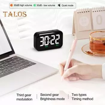 Кухонный таймер, цифровой светодиодный дисплей, 2 яркости, 3 объема, магнитный таймер обратного отсчета на 100 минут для приготовления пищи в классе чёрный