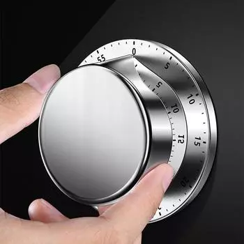 Кухонный таймер из нержавеющей стали с магнитным основанием, ручной механический таймер для приготовления пищи, обратный отсчет, кухонные принадлежности KitchenTimer серебряный