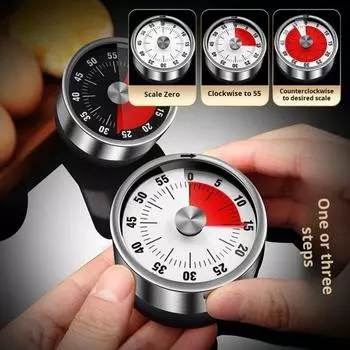 Кухонный таймер из нержавеющей стали, сверхточный отсчет времени, эргономичный дизайн кнопок, магнитный светодиодный таймер чёрный