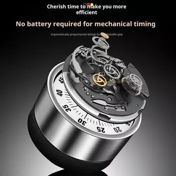 Кухонный таймер из нержавеющей стали Сверхточный отсчет времени Эргономичный дизайн кнопок Магнитный таймер Светодиодный дисплей Механический многофункциональный таймер для приготовления пищи чёрный