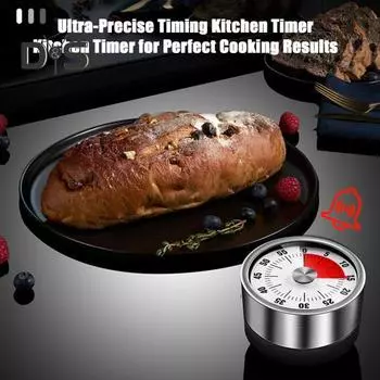 Кухонный таймер из нержавеющей стали Сверхточный отсчет времени Эргономичный дизайн кнопок Магнитный таймер Светодиодный дисплей Механический многофункциональный таймер для приготовления пищи чёрный