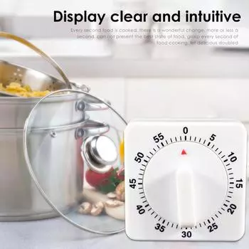 Кухонный таймер квадратный механический будильник таймер 60 минут секундомер гаджеты визуальный таймер обратного отсчета D7A3 White-1pcs