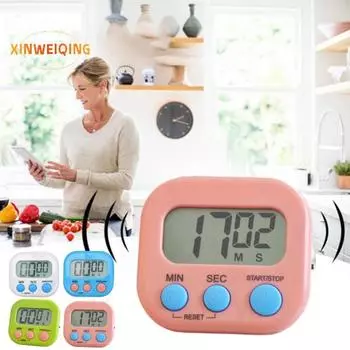 Кухонный таймер, магнитный ЖК-дисплей, цифровой секундомер обратного отсчета, портативный с подставкой, будильник для приготовления пищи и выпечки белый