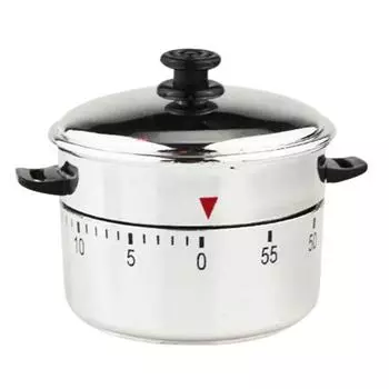 Кухонный таймер на 60 минут без батареек, точный, в форме скороварки, с пружинным механизмом, будильник-таймер для дома серебряный