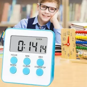 Кухонный таймер с громким сигналом и светодиодным дисплеем. Многофункциональный секундомер для приготовления пищи. Напоминание о самодисциплине. темно-синий