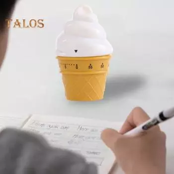 Кухонный таймер в форме мороженого, прозрачная шкала таймера, 60 минут, надежное напоминание о времени, механический кухонный таймер белый