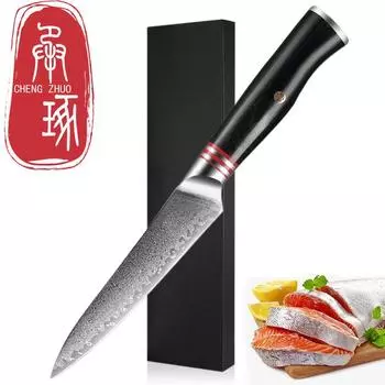 Кухонный универсальный нож Стиль 5-дюймовый кухонный VG10 Острый нож из дамасской нержавеющей стали Набор ножей для очистки фруктов Набор ножей для нарезки японский кухонный нож чёрный