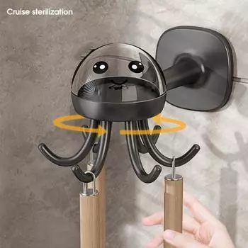 Кухонный вращающийся крючок Настенная полка для хранения со стойкой для хранения, крючок-осьминог с шестью когтями, без перфорации, многофункциональный