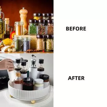 Кухонный вращающийся ящик для хранения приправ, пластиковая полка для хранения, домашняя многофункциональная настольная стойка для хранения специй, фруктов и косметики, органайзер зелёный