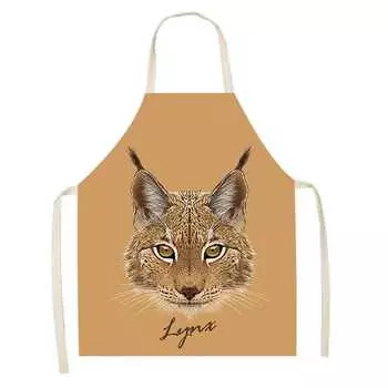 Кухонный женский фартук для ухода за кошкой из мультфильма, льняной фартук для домашней уборки, противообрастающий фартук, домашняя кулинария, выпечка, нагрудник для взрослых, инструмент для чистки дома 47x38cm