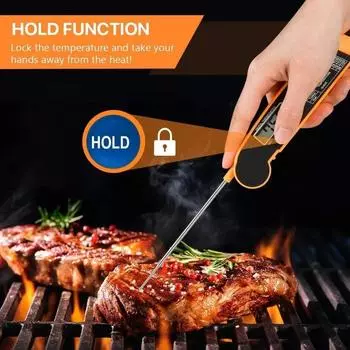 Кухонный зонд типа складной электронный термометр для мяса, молока, приготовления пищи, зонд для гриля, электронный термометр для духовки, кухонные принадлежности оранжевый
