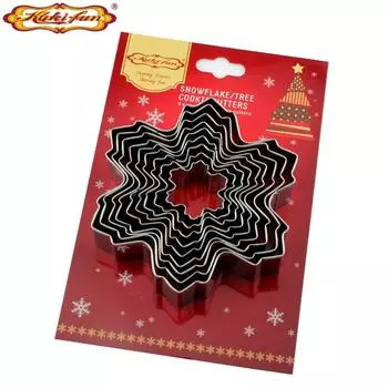 KUKI-FUN Creative Christmas 9 Pcs Set Snowflake Biscuit Molds Household 430 Stainless Steel Fondant Cake Mould DIY Kitchen Dessert Pastry Baking Tools