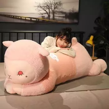 Кукла альпака, кукла-овечка, девочка, спящая на подушке для кровати, огромная плюшевая игрушка, тряпичная кукла, подарок 90 cm