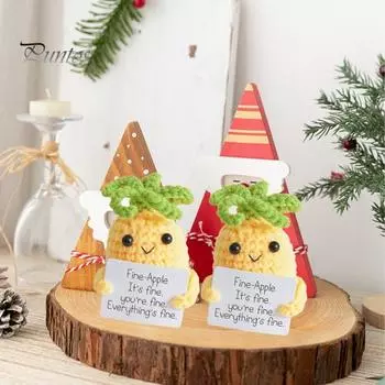 Кукла-ананас, вязаная вручную вдохновляющая плюшевая кукла-ананас с позитивной картой для украшения домашней сумки Pineapple