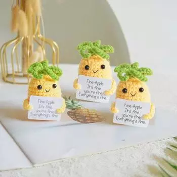 Кукла-ананас, вязаная вручную вдохновляющая плюшевая кукла-ананас с позитивной картой для украшения домашней сумки Pineapple