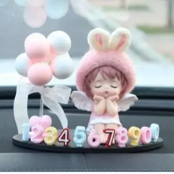 Кукла-ангел, персонаж, парковочный номерной знак, доска объявлений, новый автомобиль, подарок, мобильный телефон, информационная доска, кролик (белый розовый шар), 1 шт.,Корея