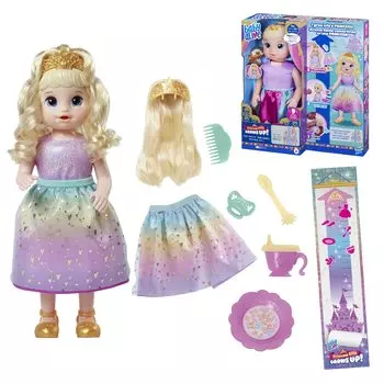 Кукла Baby Alive Grow Up Princess Ellie, 18 дюймов. Кукла, которая вырастает из младенца в принцессу и разговаривает с 3 лет. В комплект входят 9 аксессуаров. Волосы.
