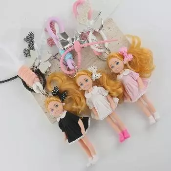 Кукла Барби с золотыми волосами, брелок и подвеска на сумку - женский креативный дизайн чёрный