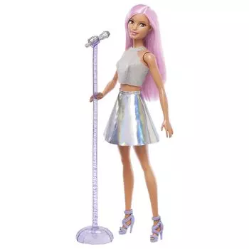 Кукла Barbie Barbie 65 Barbie and Job Pop Star Dress Up Play Doll от 3 лет и старше, серебристая, JCW42 Doll/Double Play/Rotation