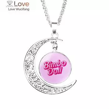 Кукла Бимбо Луна Ожерелье Мальчик Купол Нержавеющая сталь Девочки Влюбленные Мода Мужчины Цепи Аксессуары Вечеринка Полумесяц Шарм Стеклянная Леди 20mm