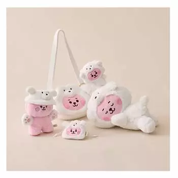 Кукла BT21 COOKY BABY FLUFFY, лежащая на полу/брелок для ключей/костюмный шкаф, набор из шляпы-ведра/мини-сумка с подвесками/сумка через плечо для куклы-лица (5 вариантов) Bucket Hat Set