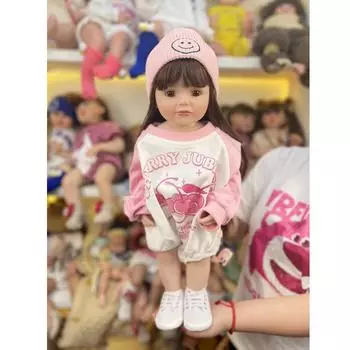 Кукла BZDOLL Reborn для маленьких девочек, коричневые длинные волосы, полностью силиконовый корпус, 55 см, 22 дюйма, реалистичная принцесса для малышей Bebe