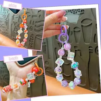 Кукла-цепочка для мобильного телефона с бусинами ручной работы, ремешок на запястье, брелок для ключей, женский кулон с защитой от потери, шнурок для телефона с универсальным зажимом синий