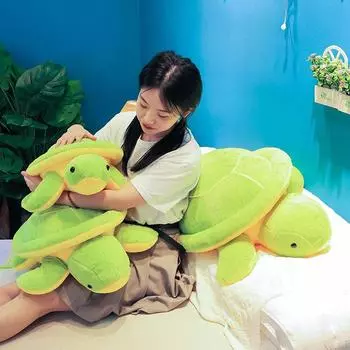 Кукла-черепаха из меха кролика, лежащая на спине, плюшевая игрушка-черепаха, подушка для сна, большая кукла 40cm 0.43kg